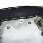 GUSTIN California Slim Raw Indigo Selvedge Denim Jeans Leather Patch Button Fly W34 (Measured W82cm L116cm)