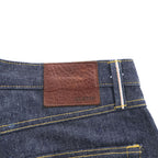 GUSTIN California Slim Raw Indigo Selvedge Denim Jeans Leather Patch Button Fly W34 (Measured W82cm L116cm)
