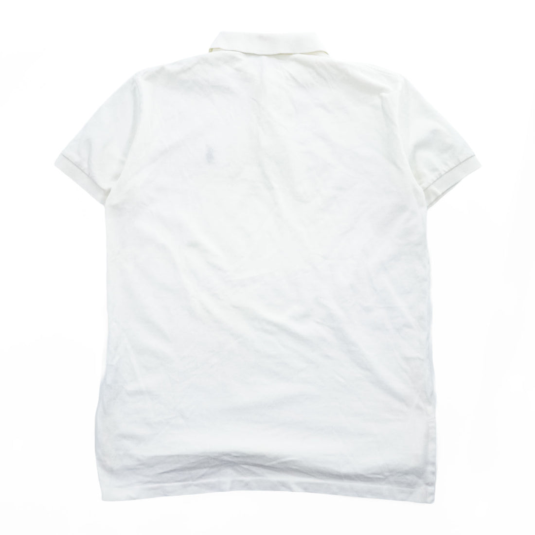 Polo Ralph Lauren Men's White Cotton Polo Shirt Navy Pony Embroidery M (flat chest 54cm) Side Slit