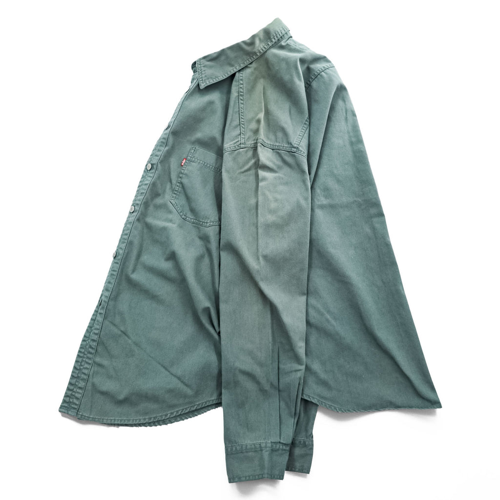Levi Strauss 90s Vintage Long-Sleeve Work Shirt XL Khaki Green 60560-1332