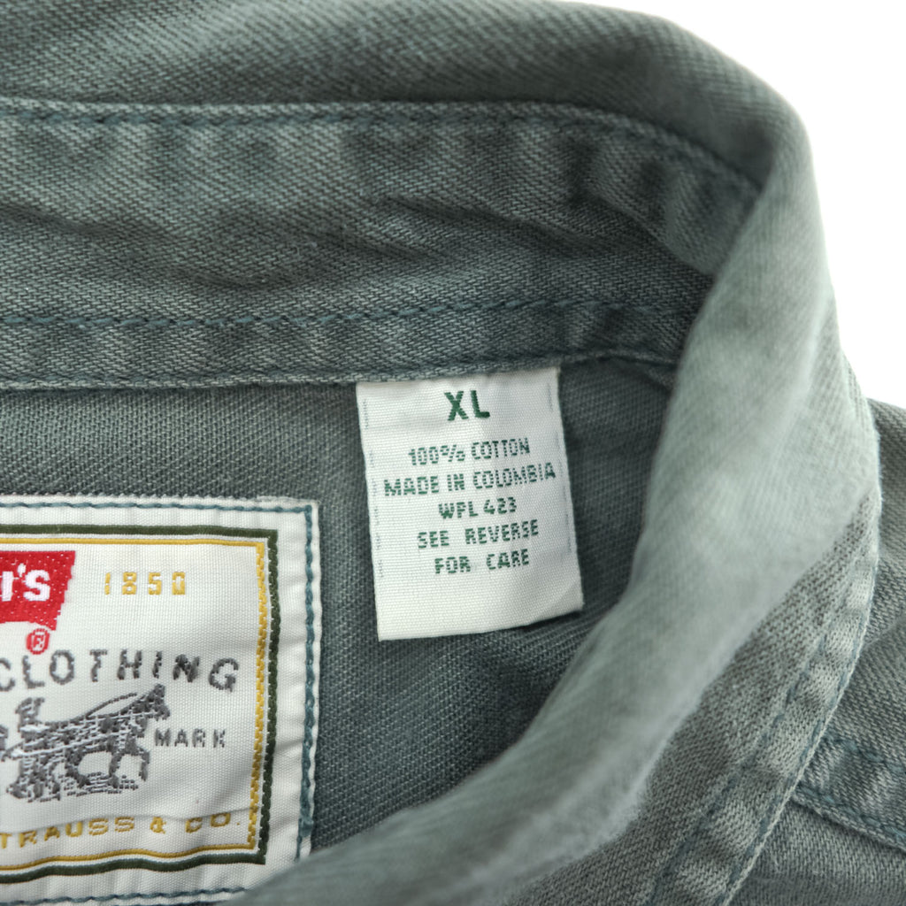 Levi Strauss 90s Vintage Long-Sleeve Work Shirt XL Khaki Green 60560-1332