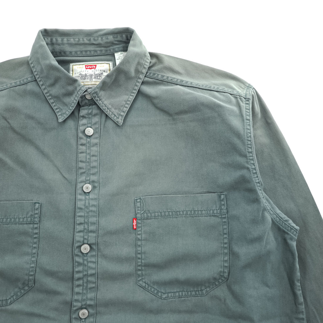 Levi Strauss 90s Vintage Long-Sleeve Work Shirt XL Khaki Green 60560-1332