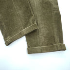 Brooks Brothers 90s Vintage Corduroy Pleated Pants Olive/Khaki 100% Cotton US-Made Size 36 (≈88cm Waist) Cuffed Relaxed Tapered