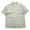 Breakwater 100% Linen Short Sleeve Camp Collar Shirt Sage Green Embroidered Bamboo Pattern M
