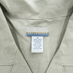 Breakwater 100% Linen Short Sleeve Camp Collar Shirt Sage Green Embroidered Bamboo Pattern M