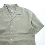 Breakwater 100% Linen Short Sleeve Camp Collar Shirt Sage Green Embroidered Bamboo Pattern M