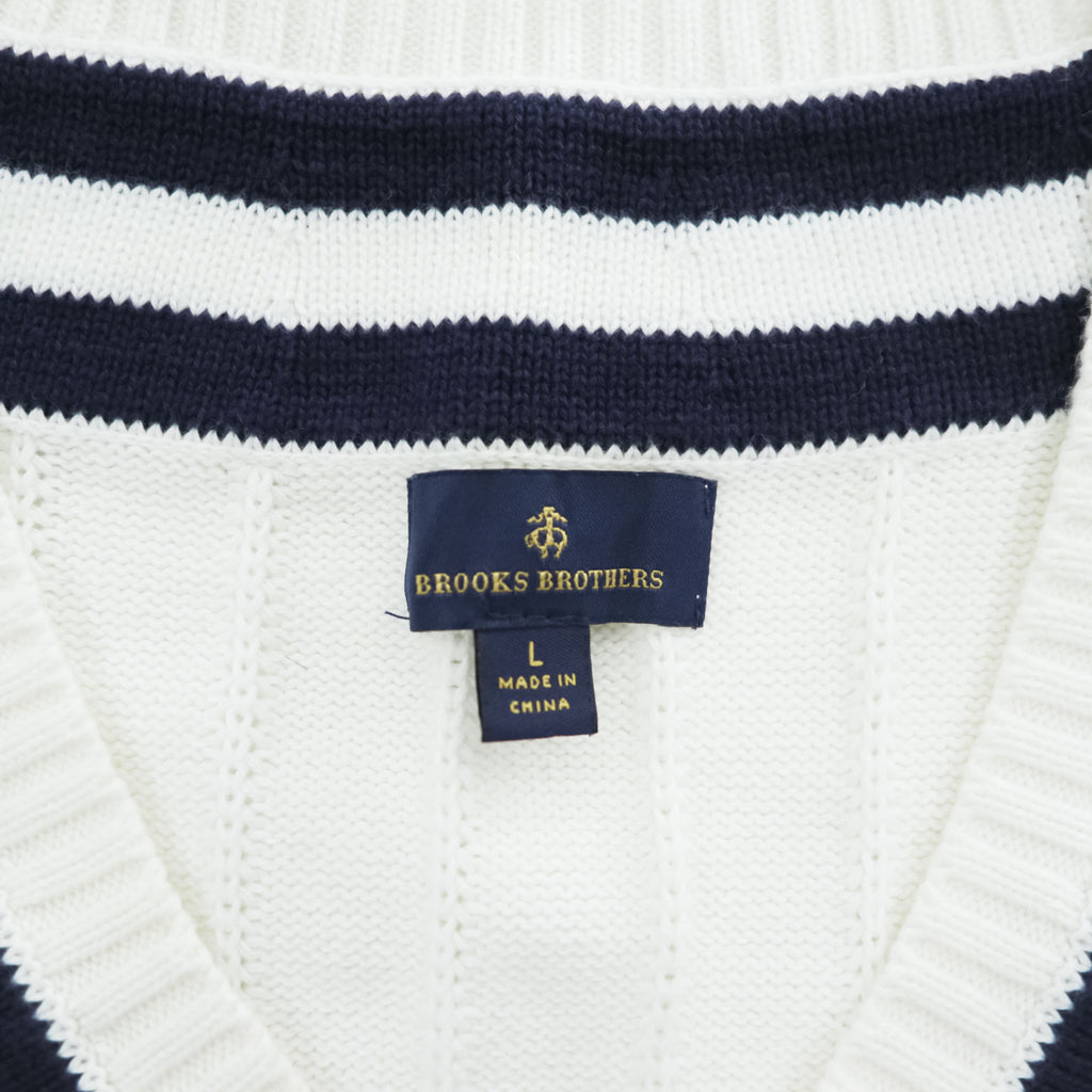 Brooks Brothers V-neck Tilden Sweater L Navy, White