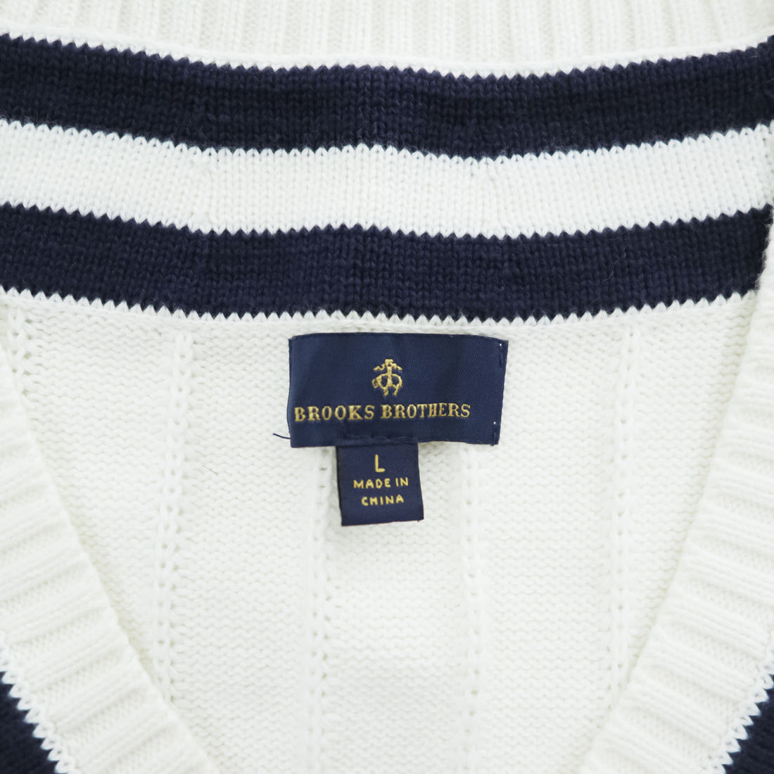 Brooks Brothers V-neck Tilden Sweater L Navy, White