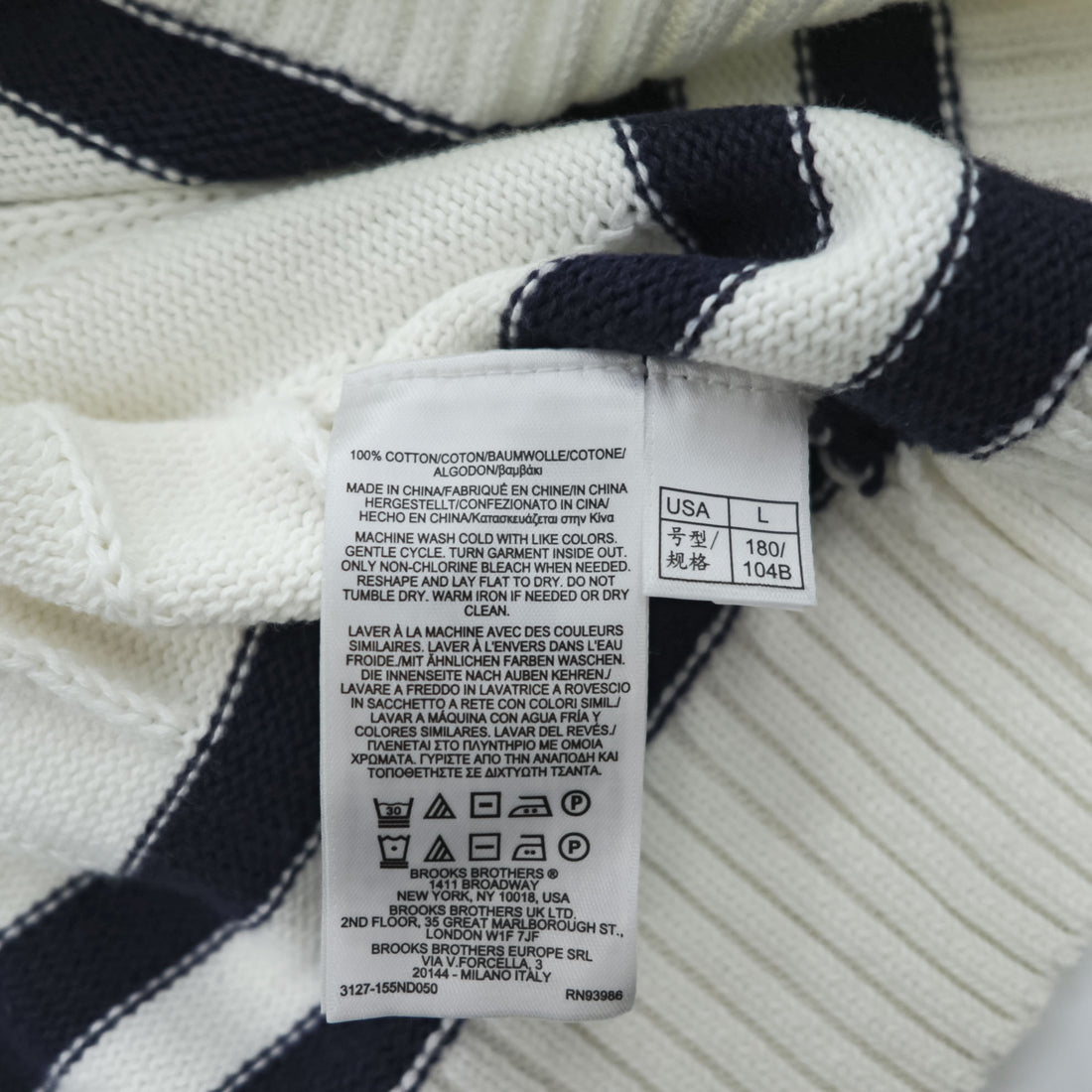 Brooks Brothers V-neck Tilden Sweater L Navy, White