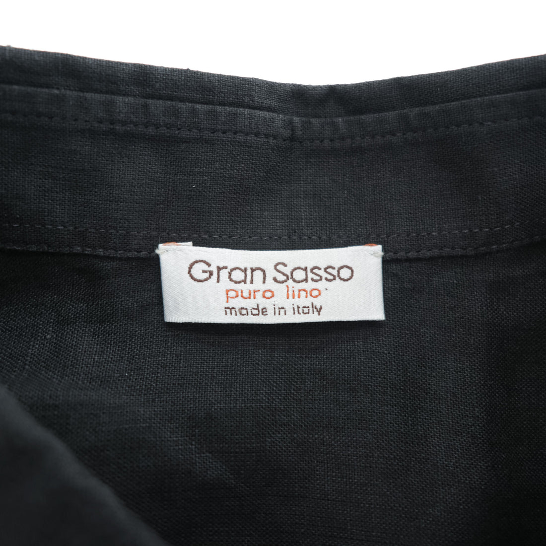 Gran Sasso Short Sleeve Linen Shirt Black 100% LINO Made in Italy 2XT (approx JP 5L) Hidden Placket Point Collar Oversized