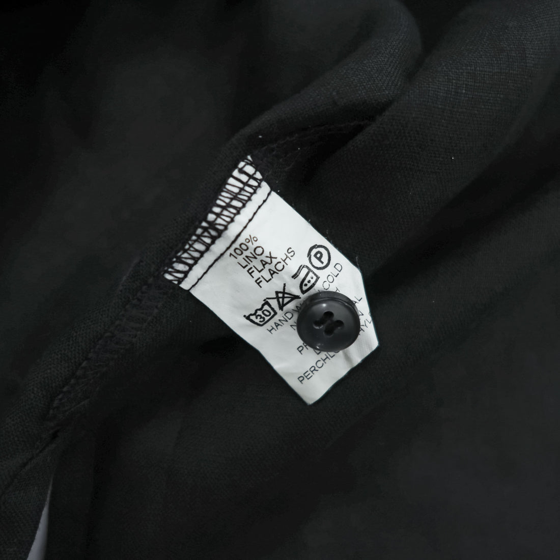 Gran Sasso Short Sleeve Linen Shirt Black 100% LINO Made in Italy 2XT (approx JP 5L) Hidden Placket Point Collar Oversized