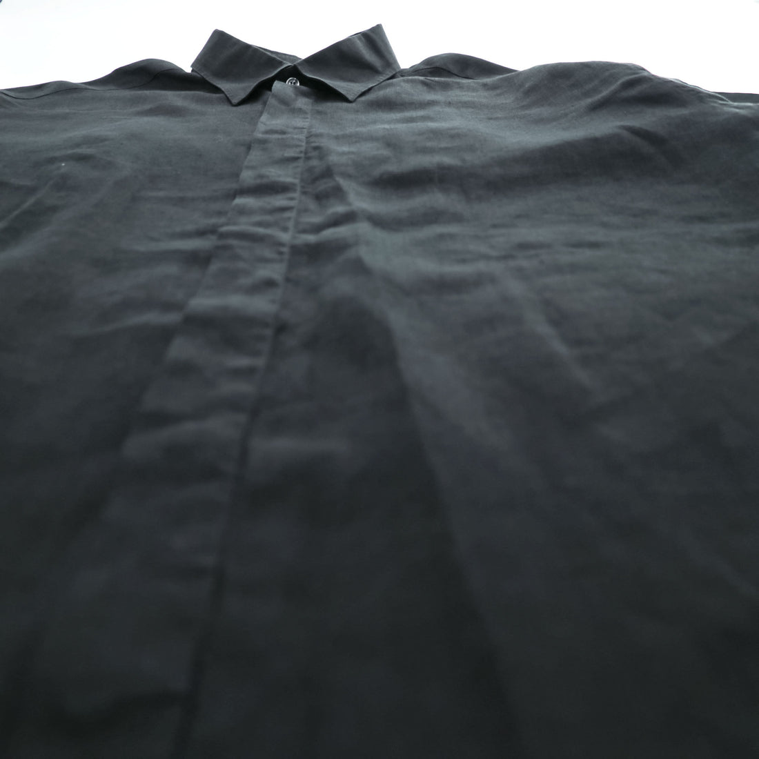 Gran Sasso Short Sleeve Linen Shirt Black 100% LINO Made in Italy 2XT (approx JP 5L) Hidden Placket Point Collar Oversized