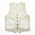 COMME des GARÇONS Ganryu Cotton Vest Off-White Patch Pockets Metal Buttons Back Adjuster Made in Japan S