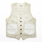 COMME des GARÇONS Ganryu Cotton Vest Off-White Patch Pockets Metal Buttons Back Adjuster Made in Japan S