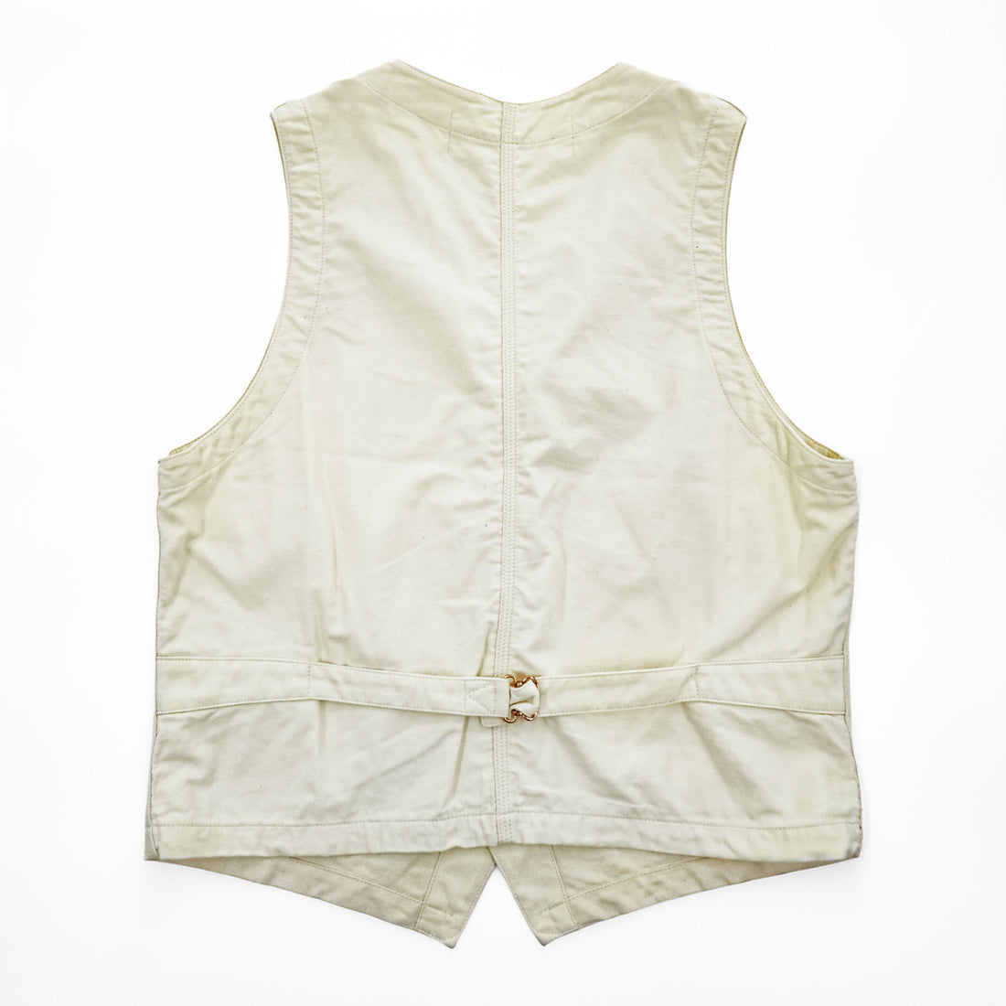 COMME des GARÇONS Ganryu Cotton Vest Off-White Patch Pockets Metal Buttons Back Adjuster Made in Japan S
