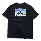 Patagonia Tシャツ S ブラック バックプリント Fitz Roy Horizons Tee レスポンシビリティー 38501