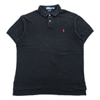 Polo Ralph Lauren 90s Vintage Rugby Polo Shirt L Black Small Pony Embroidered Logo CUSTOM FIT