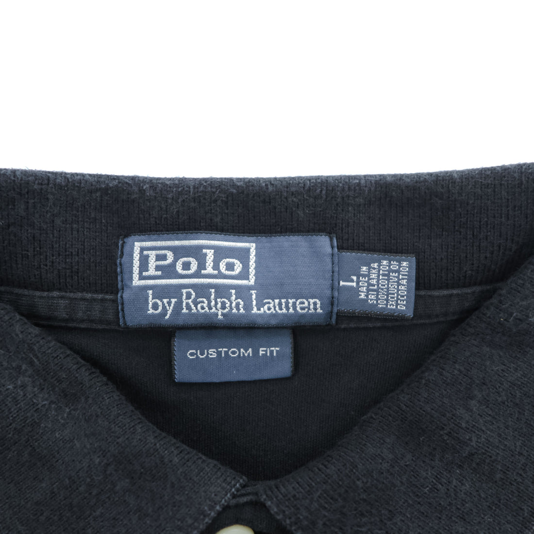 Polo Ralph Lauren 90s Vintage Rugby Polo Shirt L Black Small Pony Embroidered Logo CUSTOM FIT