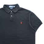 Polo Ralph Lauren 90s Vintage Rugby Polo Shirt L Black Small Pony Embroidered Logo CUSTOM FIT