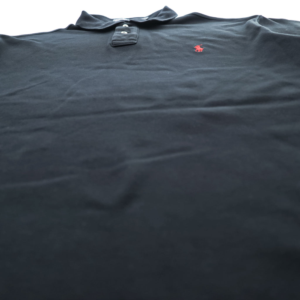 Polo Ralph Lauren 90s Vintage Rugby Polo Shirt L Black Small Pony Embroidered Logo CUSTOM FIT
