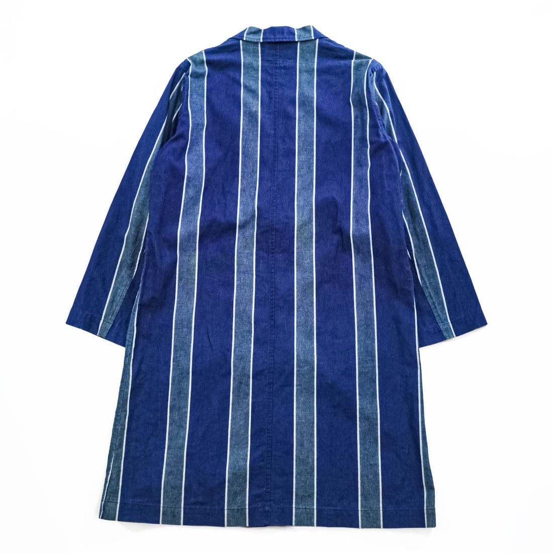 BLUE BLUE Made in Japan Indigo Blue Cotton-Linen Stripe Atelier Shop Coat M ARIGATO 700059-534