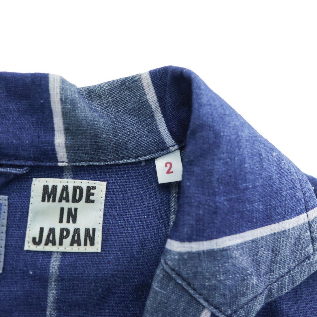 BLUE BLUE Made in Japan Indigo Blue Cotton-Linen Stripe Atelier Shop Coat M ARIGATO 700059-534