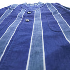 BLUE BLUE Made in Japan Indigo Blue Cotton-Linen Stripe Atelier Shop Coat M ARIGATO 700059-534