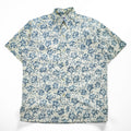 Reyn Spooner 90s Vintage Hawaiian Aloha Shirt Button-Down Short Sleeve Floral Beige/Blue Cotton-Poly 60/40 Size S (Japan L)