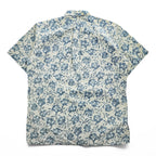 Reyn Spooner 90s Vintage Hawaiian Aloha Shirt Button-Down Short Sleeve Floral Beige/Blue Cotton-Poly 60/40 Size S (Japan L)