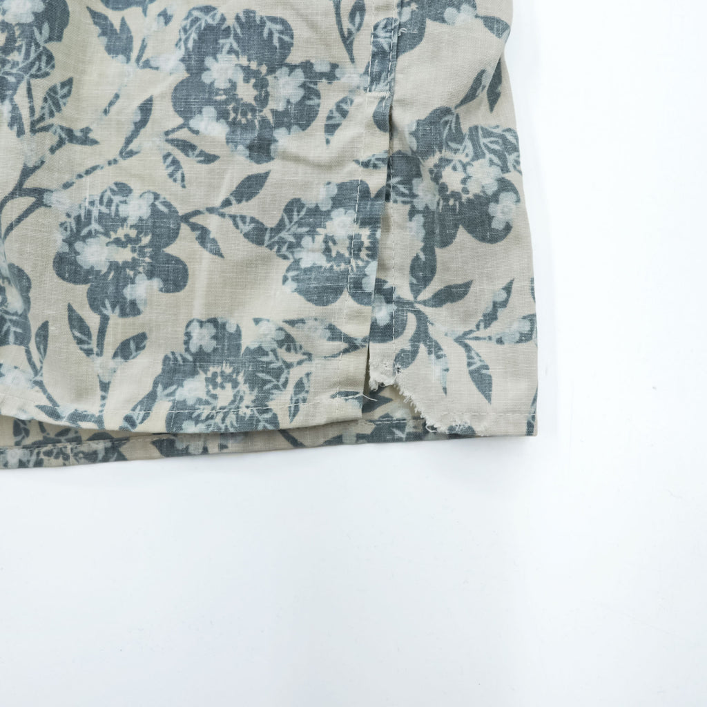 Reyn Spooner 90s Vintage Hawaiian Aloha Shirt Button-Down Short Sleeve Floral Beige/Blue Cotton-Poly 60/40 Size S (Japan L)