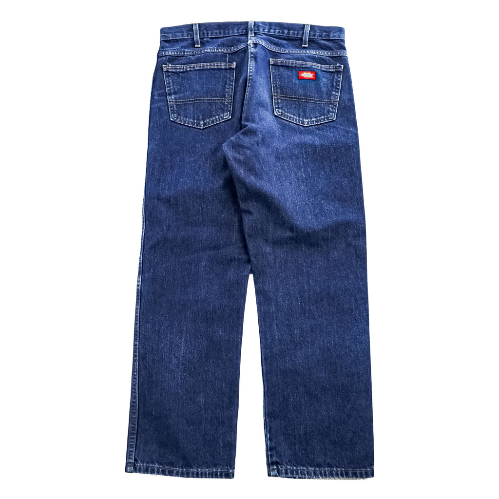 Dickies Denim Jeans Straight Indigo Washed Work Pants Zip Fly 36x30 (W36 L30) 100% Cotton