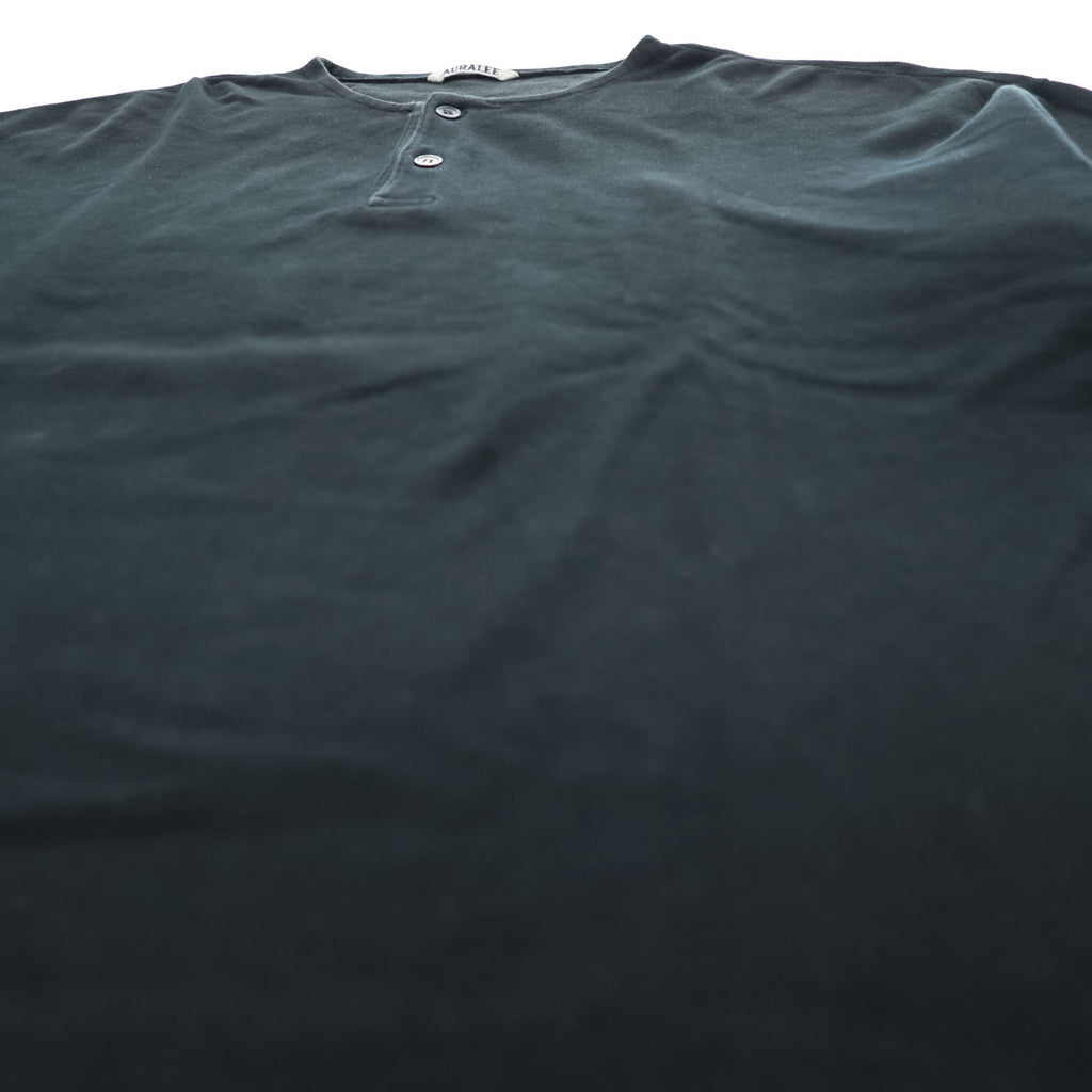 AURALEE スーパーソフトピケ ヘンリーネック Tシャツ L ブラック SUPER SOFT PIQUE HENRY NECK 鹿の子 A9SH02SK 日本製