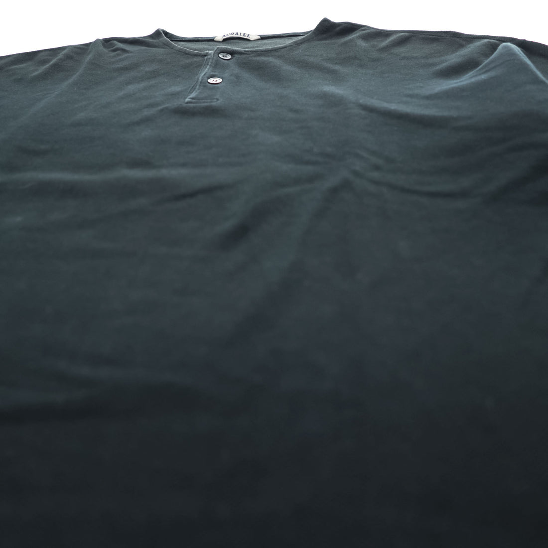 AURALEE スーパーソフトピケ ヘンリーネック Tシャツ L ブラック SUPER SOFT PIQUE HENRY NECK 鹿の子 A9SH02SK 日本製