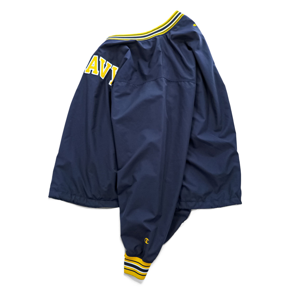 Champion 90s Vintage Track Jacket Jersey XL Navy, Yellow Drawstring, US NAVY Patch