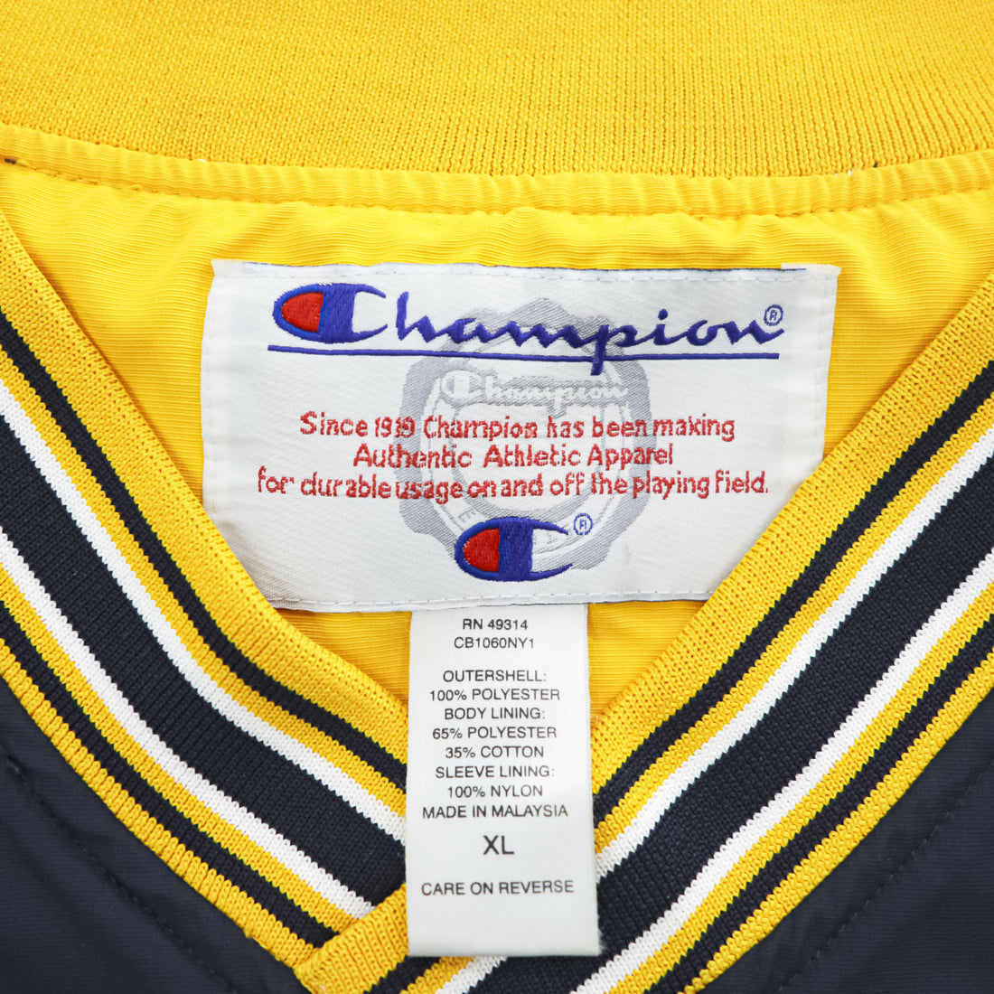 Champion 90s Vintage Track Jacket Jersey XL Navy, Yellow Drawstring, US NAVY Patch