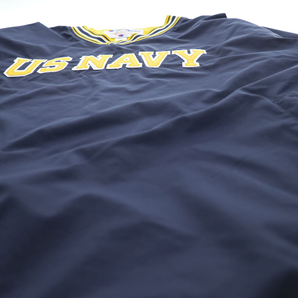 Champion 90s Vintage Track Jacket Jersey XL Navy, Yellow Drawstring, US NAVY Patch