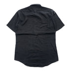Louisiana Lodge 100% Linen Black Short Sleeve Button-Up Shirt Chest Pocket Curved Hem M (fits L)