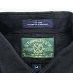 Louisiana Lodge 100% Linen Black Short Sleeve Button-Up Shirt Chest Pocket Curved Hem M (fits L)