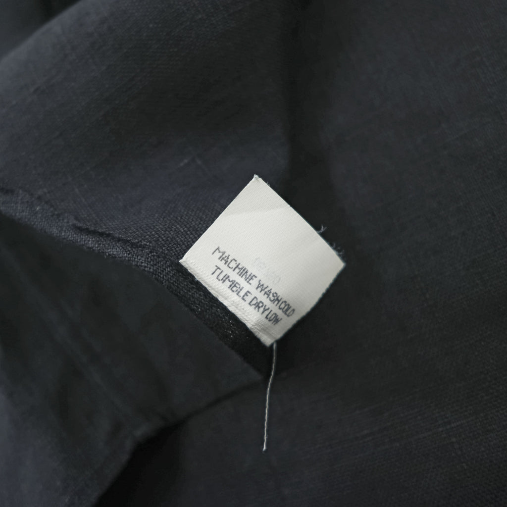 Louisiana Lodge 100% Linen Black Short Sleeve Button-Up Shirt Chest Pocket Curved Hem M (fits L)