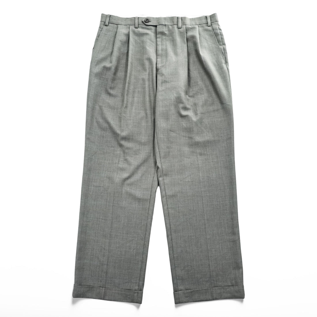 Ralph Lauren 90年代 グレンチェック 2タック スラックス パンツ L グレー プリーツ ダブルカフス