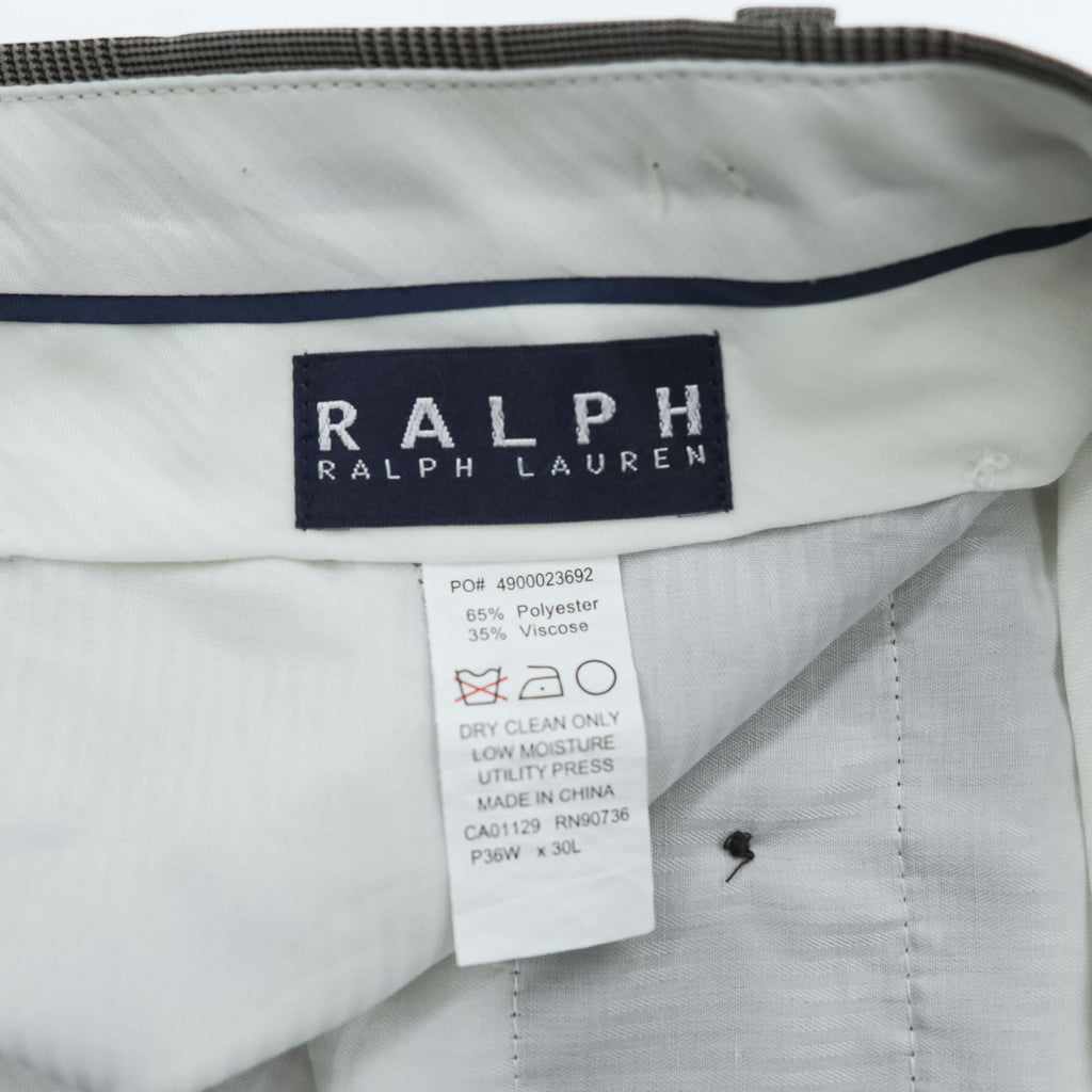 Ralph Lauren 90年代 グレンチェック 2タック スラックス パンツ L グレー プリーツ ダブルカフス