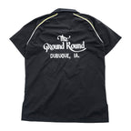 The Ground Round 90年代 ヴィンテージ ボウリングシャツ 半袖 オープンカラー シャツ L ブラック 刺繍 開襟 PERMANENT PRESS ボックスシルエット