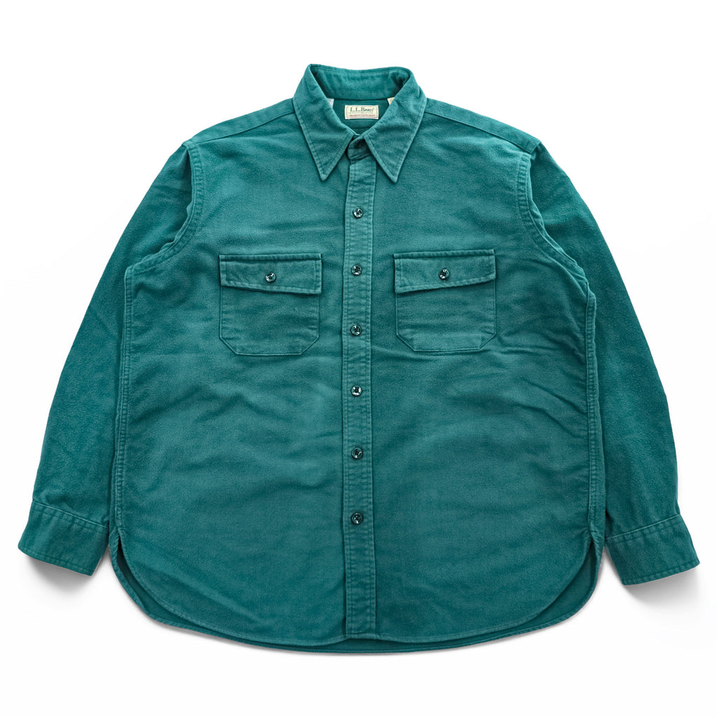 L.L.Bean 80s Vintage USA Made Long Sleeve Shirt XL Green CHAMOIS CLOTH SHIRT