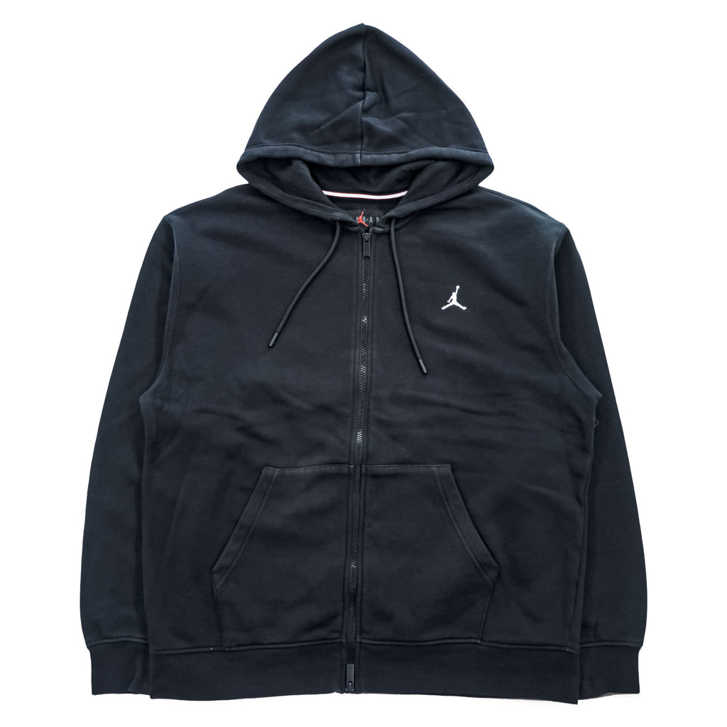 Jordan Jumpman Full-Zip Hoodie Black Cotton-Blend Fleece Logo Chest Small Swoosh L
