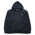 Jordan Jumpman Full-Zip Hoodie Black Cotton-Blend Fleece Logo Chest Small Swoosh L