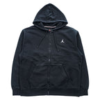 Jordan Jumpman Full-Zip Hoodie Black Cotton-Blend Fleece Logo Chest Small Swoosh L