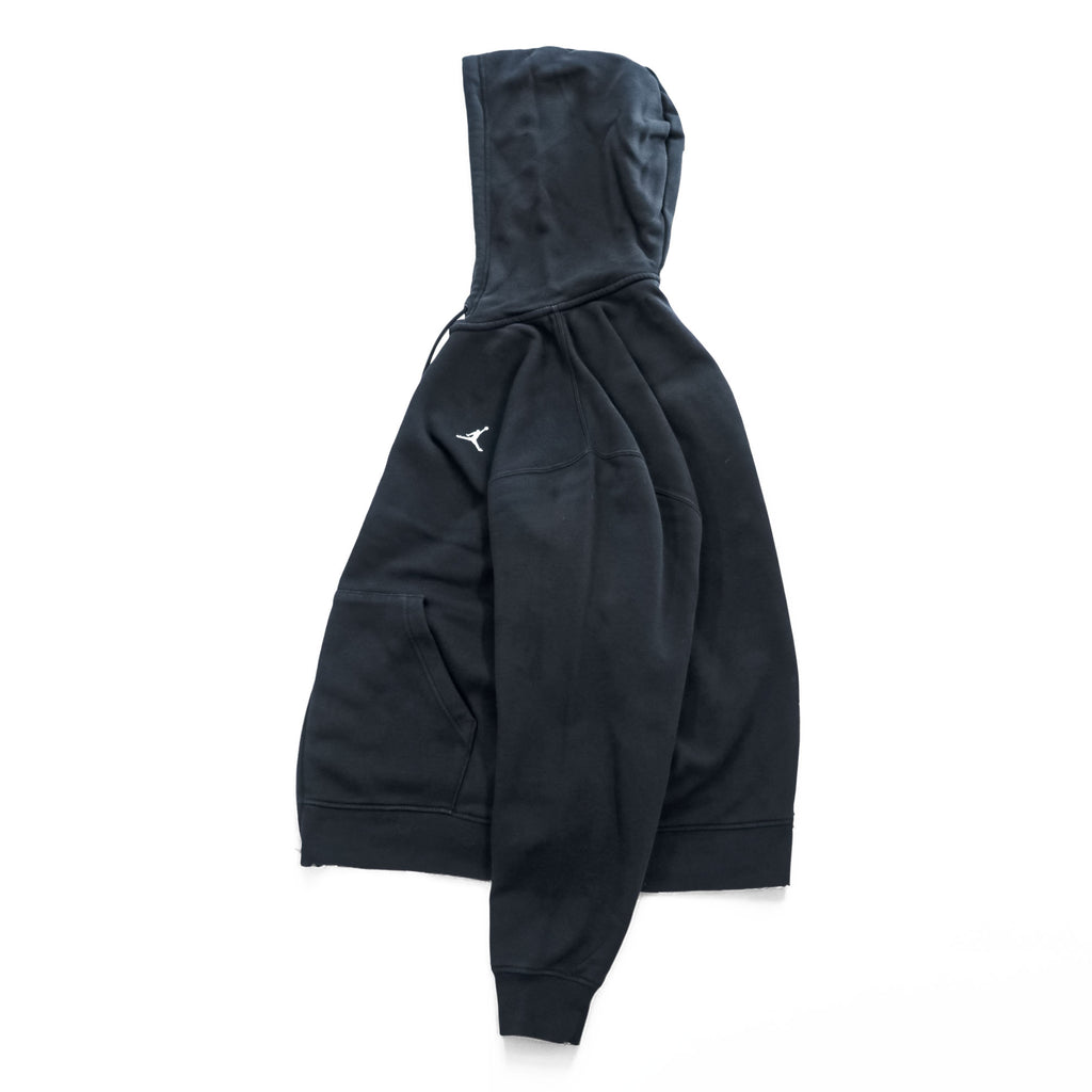 Jordan Jumpman Full-Zip Hoodie Black Cotton-Blend Fleece Logo Chest Small Swoosh L