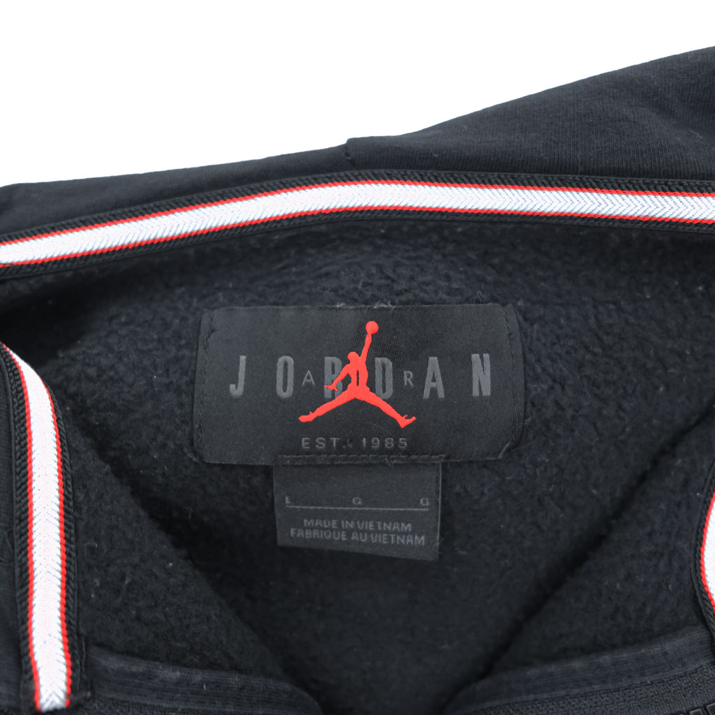 Jordan Jumpman Full-Zip Hoodie Black Cotton-Blend Fleece Logo Chest Small Swoosh L