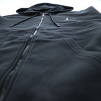 Jordan Jumpman Full-Zip Hoodie Black Cotton-Blend Fleece Logo Chest Small Swoosh L