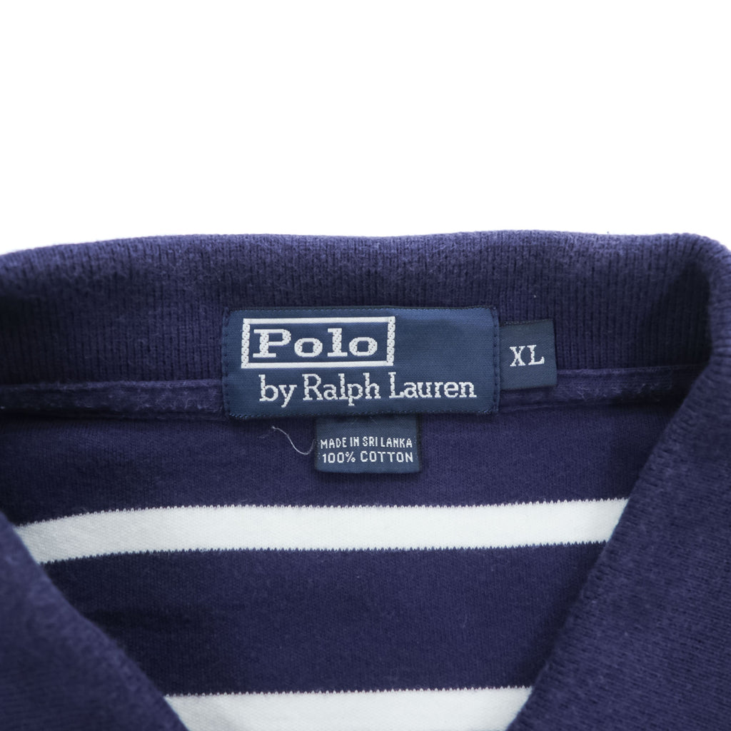 Polo Ralph Lauren 90年代 ビッグサイズ ボーダー ポロシャツ XL ネイビー スモールポニー ロゴ 刺繍